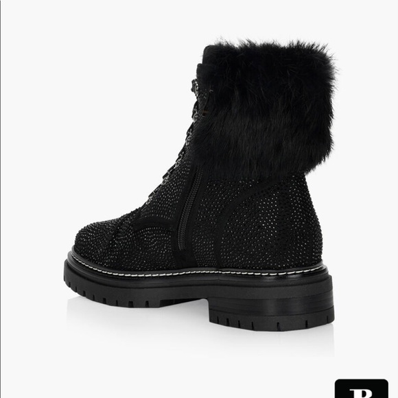 Black ankle height boots with subtle studded detail. - Picture 3 of 3